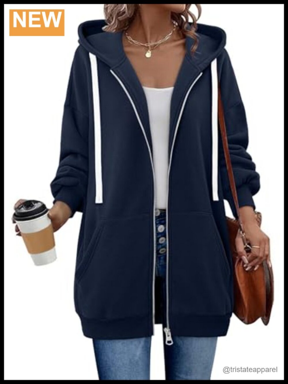 Women's Zip Up Hoodie Oversized Fleece Drawstring Sweatshirt with Pocket